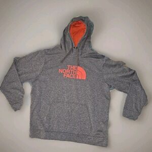 The North Face Hoodie Half Dome Mens Size XXL Gray with Red/orange EUC